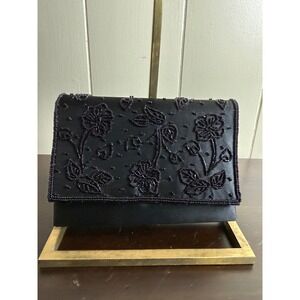 La‎ Regale Clutch Purse Women's Black Beaded Evening Bag Formal Party